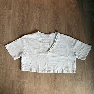 Zara V Neck Trench Terry Knit Crop Top